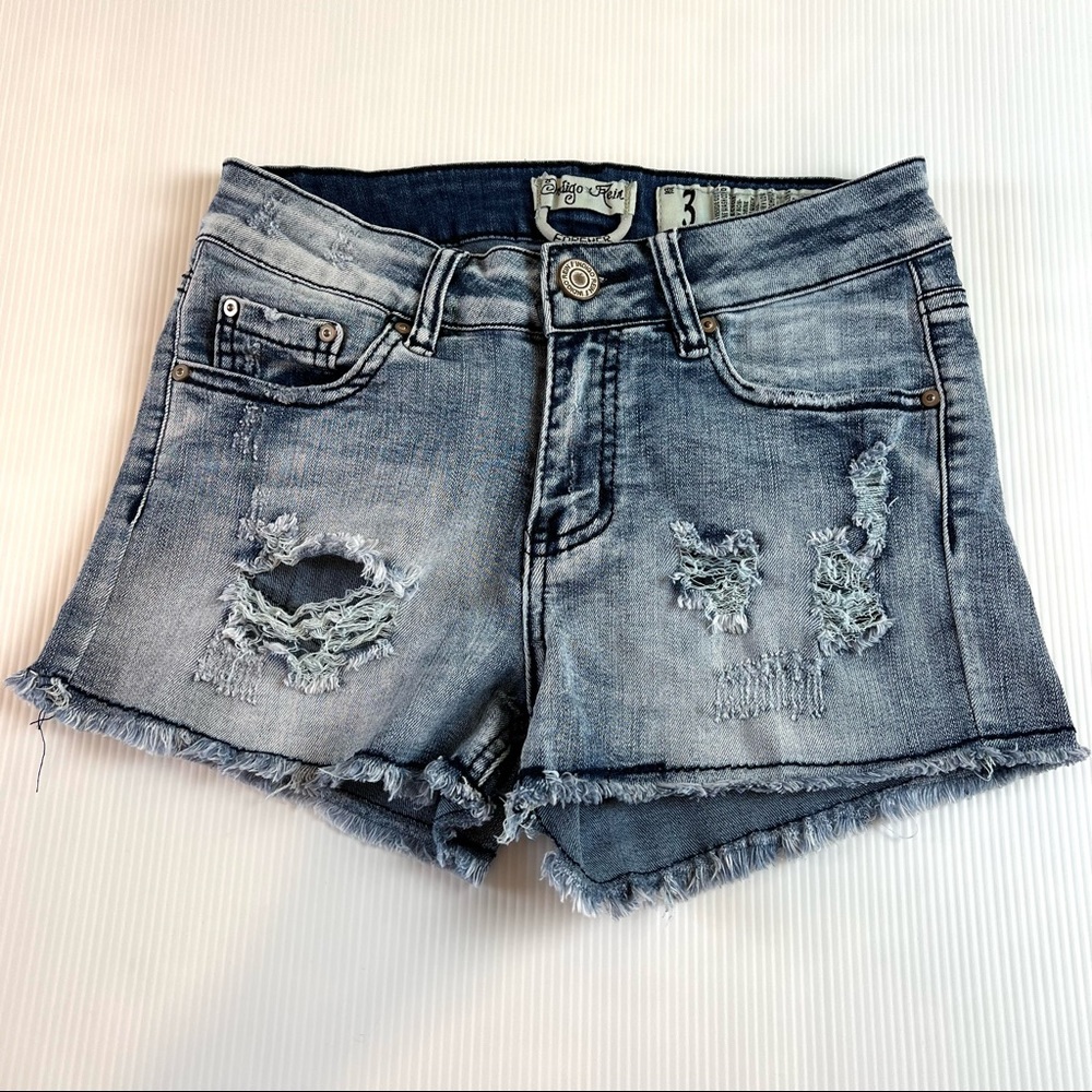 Indigo Rein Forever Distressed Denim Shorts. Sz 3 - Picture 1 of 11